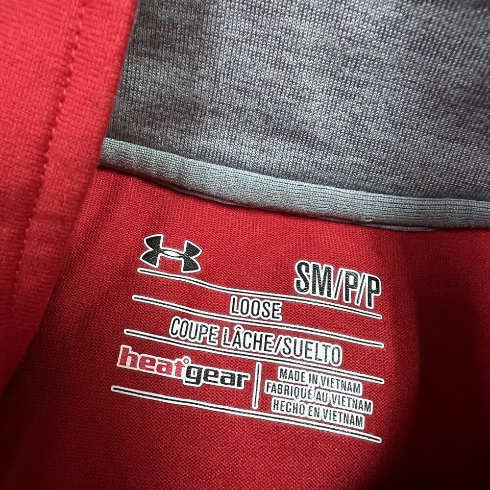 Under Armour Activewear Jacket Men’s Red Long Sleeve 1/4 Zip Pullover Sz Small - Picture 10 of 10